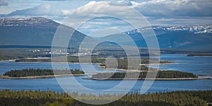 Aerial view of islands in the Kandalaksha Bay of the White Sea photo