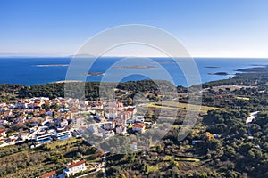 An aerial view islands near Premantura, Istria, Croatia