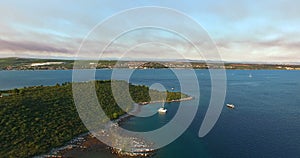 Aerial view of islands in Pasman channel, Croatia