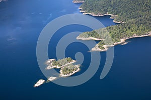 Aerial view of Islands in Sechelt Inlet