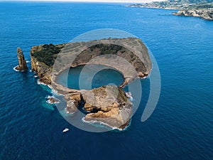 Aerial view of the Islet of Vila Franca do Campo, Azores islands