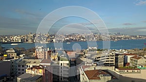Aerial View of Istanbul, Turkey. Bosphorus Strait and Residental Buldings