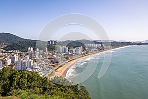 Aerial view of Itajai city and Praia Brava Beach - Balneario Camboriu, Santa Catarina, Brazil photo