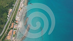 Aerial view of italian coastline in summer season. Calabria from the sky.