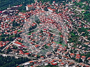 Aerial view italian veneto altopiano Asiago village