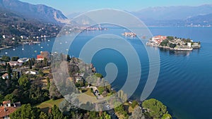 Aerial view Italy, Lago Maggiore, Stresa drone footage