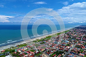 Aerial view of ItanhaÃ©m beach, SÃ£o Paulo, Brazil