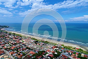 Aerial view of ItanhaÃ©m beach, SÃ£o Paulo, Brazil