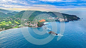 Aerial view of Ixtapa Bay