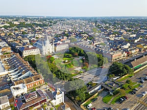 Aerial Jackson Square Saint Louis Cathedral church in New Orleans, Louisiana