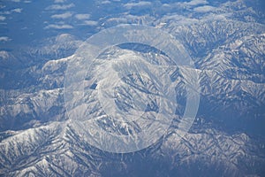 Aerial view of Japanese Alps mountain range