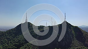 Aerial view of Jaragua mountain cliff at downtown Sao Paulo Brazil.