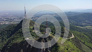 Aerial view of Jaragua mountain cliff at downtown Sao Paulo Brazil.