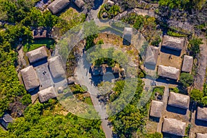 Aerial view of Jeju Folk village in Republic of Korea photo