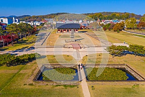 Aerial view of Jeongnimsa Temple Site in Buyeo, Republic of Korea photo