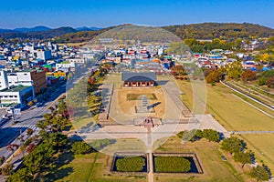 Aerial view of Jeongnimsa Temple Site in Buyeo, Republic of Korea photo
