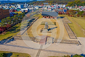 Aerial view of Jeongnimsa Temple Site in Buyeo, Republic of Korea photo