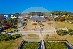 Aerial view of Jeongnimsa Temple Site in Buyeo, Republic of Korea photo