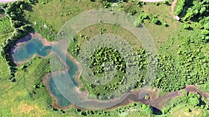 Aerial view of Jesenica river and surrounding in Croatian region Lika.