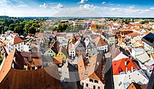 Aerial view of Jindrichuv Hradec. City in South Bohemian region, Czech Republic, Central Europe.