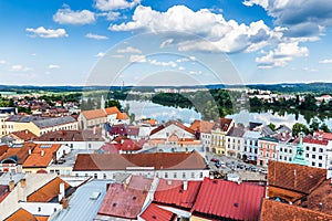 Aerial view of Jindrichuv Hradec. City in South Bohemian region, Czech Republic, Central Europe.