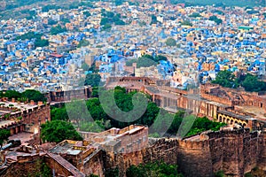 Aerial view of Jodhpur Blue City. Jodphur, Rajasthan, India