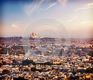 Aerial view of Jodhpur - blue city. Rajasthan