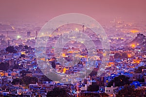 Aerial view of Jodhpur in twilight