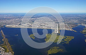 Aerial view of the John F. Kennedy International Airport (JFK) in New York