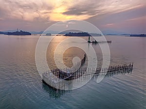 Aerial View of Jukbangryeom Fish Trap, Sacheon, Gyeongnam, South Korea, Asia