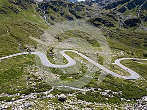 Aerial view of the Julier pass in summer, Swiss Alps photo