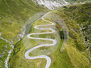 Aerial view of Julier Pass in Swiss Alps mountain in ummer, Canton Grison photo