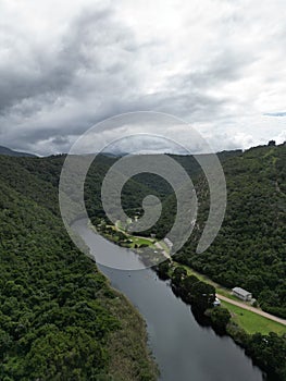 Aerial view of The Kaaimans River under a cloudy sky in South Africa photo