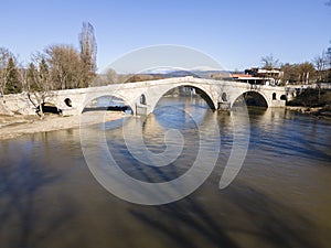 Aerial view of Kadin most - a 15th-century bridge, Bulgaria