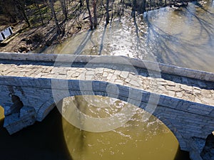 Aerial view of Kadin most - a 15th-century bridge, Bulgaria