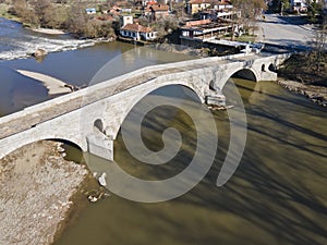 Aerial view of Kadin most - a 15th-century bridge, Bulgaria