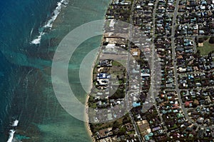 Aerial view of Kahala, Beach and Pacific ocean photo