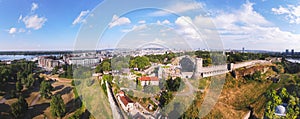 Aerial view of Kalemegdan fortress in summer, Belgrade, Serbia