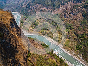 Aerial view of Kali Gandaki river in Kusma, Nepal photo