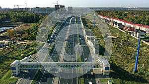 Aerial view of Kaluzhskoye highway near Gazoprovod district, Troitsky Administrative Okrug of Moscow, Russia