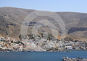 Aerial view of the Kalymnos Town and Port