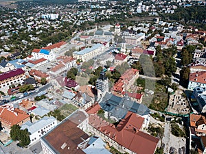 Aerial view of Kamianets-Podilskyi city in Ukraine