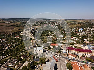 Aerial view of Kamianets-Podilskyi city in Ukraine