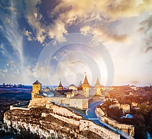 Aerial view of Kamianets Podilskyi fort