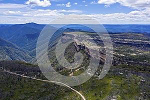 Aerial view of Kanangra Walls and valley in regional Australia