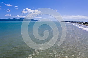 Aerial view of the Kapiti coastline near the towns of Raumati and Paekakariki in New Zealand