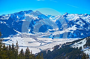 Aerial view of Kaprun and Kitzsteinhorn mountain, Austria