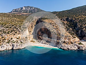 Aerial View of Kaputas Beach Turkish Mediterranean Coast in Antalya Province Kas / Turkey.