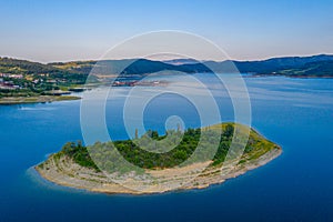 Aerial view of Kardzhali dam in Bulgaria