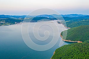 Aerial view of Kardzhali dam in Bulgaria